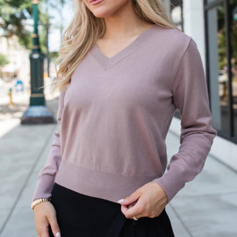V-Neck Taupe Sweater